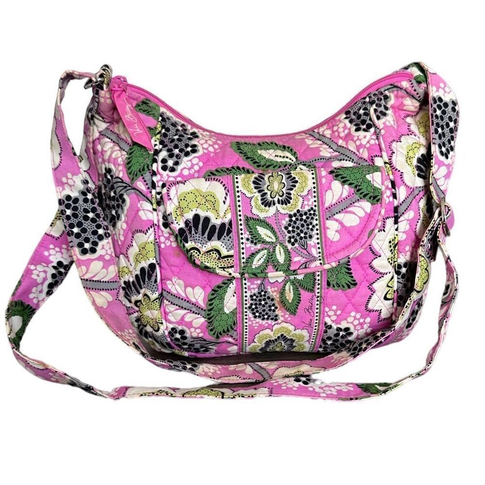 Vera Bradley Clare Priscilla Pink‎ Floral Quilted Fabric Crossbody Bag Purse